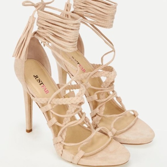 JustFab Chancy Blush Strappy Heels - Picture 1 of 7